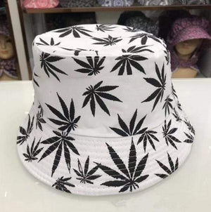 Planet Gates write balck / 56-58cm Leaf Panama Bucket Hat Women Men Hip Hop Cap Couple Summer Cotton Fishing Hat Sun Flat Top Fisherman Hats Caps Boonie Gift