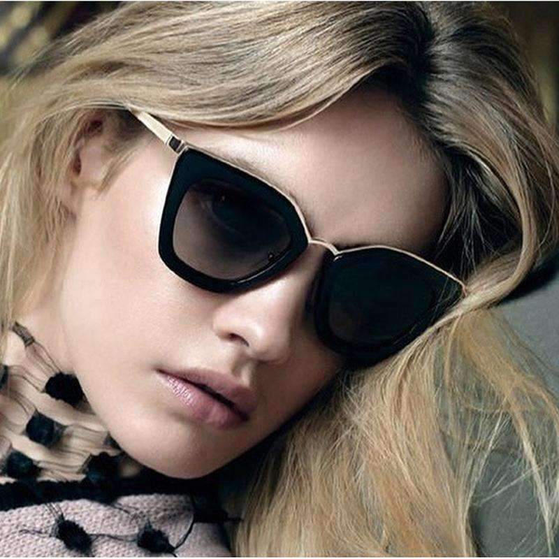 Planet Gates WTYJ076 black FEISHINI Plastic Celebrity Luxury Sunglasses Women Cat eye Vintage Mirror Superstar Quality Accessories Eyewear Ladies Brand