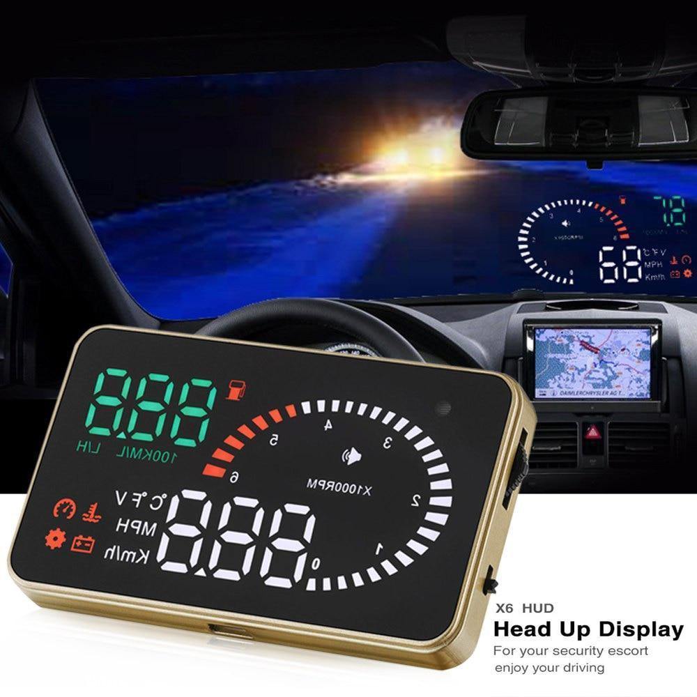 Planet Gates X6 3Inch Car HUD Head Up Display OBD2 II Universal Overspeed Warning System Projector Windshield Auto Electronic Voltage Alarm