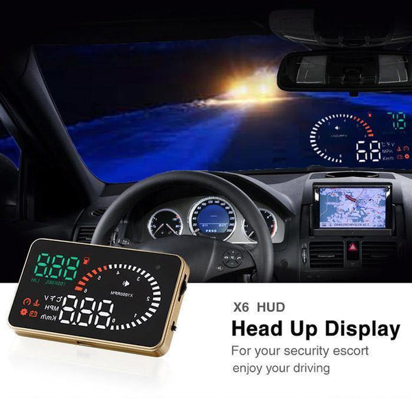 Planet Gates X6 3Inch Car HUD Head Up Display OBD2 II Universal Overspeed Warning System Projector Windshield Auto Electronic Voltage Alarm