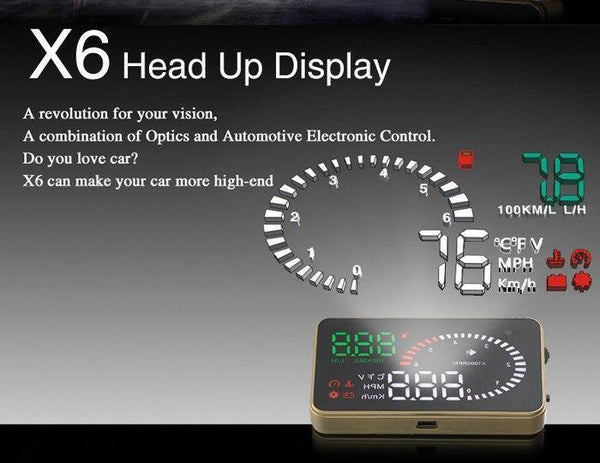 Planet Gates X6 3Inch Car HUD Head Up Display OBD2 II Universal Overspeed Warning System Projector Windshield Auto Electronic Voltage Alarm