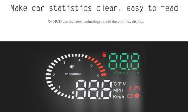 Planet Gates X6 3Inch Car HUD Head Up Display OBD2 II Universal Overspeed Warning System Projector Windshield Auto Electronic Voltage Alarm