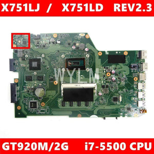 Planet Gates X751LJ i7-5500CPU 4GB RAM GT920M/V2G Mainboard REV2.3 For ASUS X751L R752LA R752LD X751LN X751LD X751LJ A751L Laptop motherboard