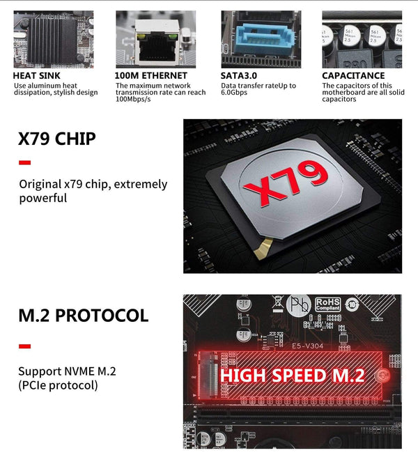 Planet Gates X79 LGA 1356  Desktop motherboard M.2 NVME support Dual Channel DDR3 REG ECC server RAM and xeon E5 CPU Mainboard E5 V304