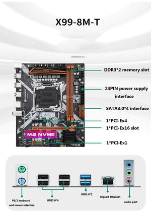 Planet Gates X99-8M-T Motherboard Support Intel XEON E5 X99 LGA2011-3 All Series DDR3 RECC NON-ECC Memory NVME USB3.0 SATA MATX