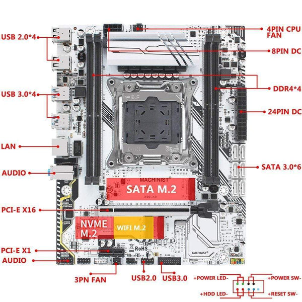 Planet Gates X99 desktop motherboard LGA 2011-3 set kit with xeon E5 2630L V3 processor and 16G(2*8G) DDR4 RAM memory mainboard X99-K9