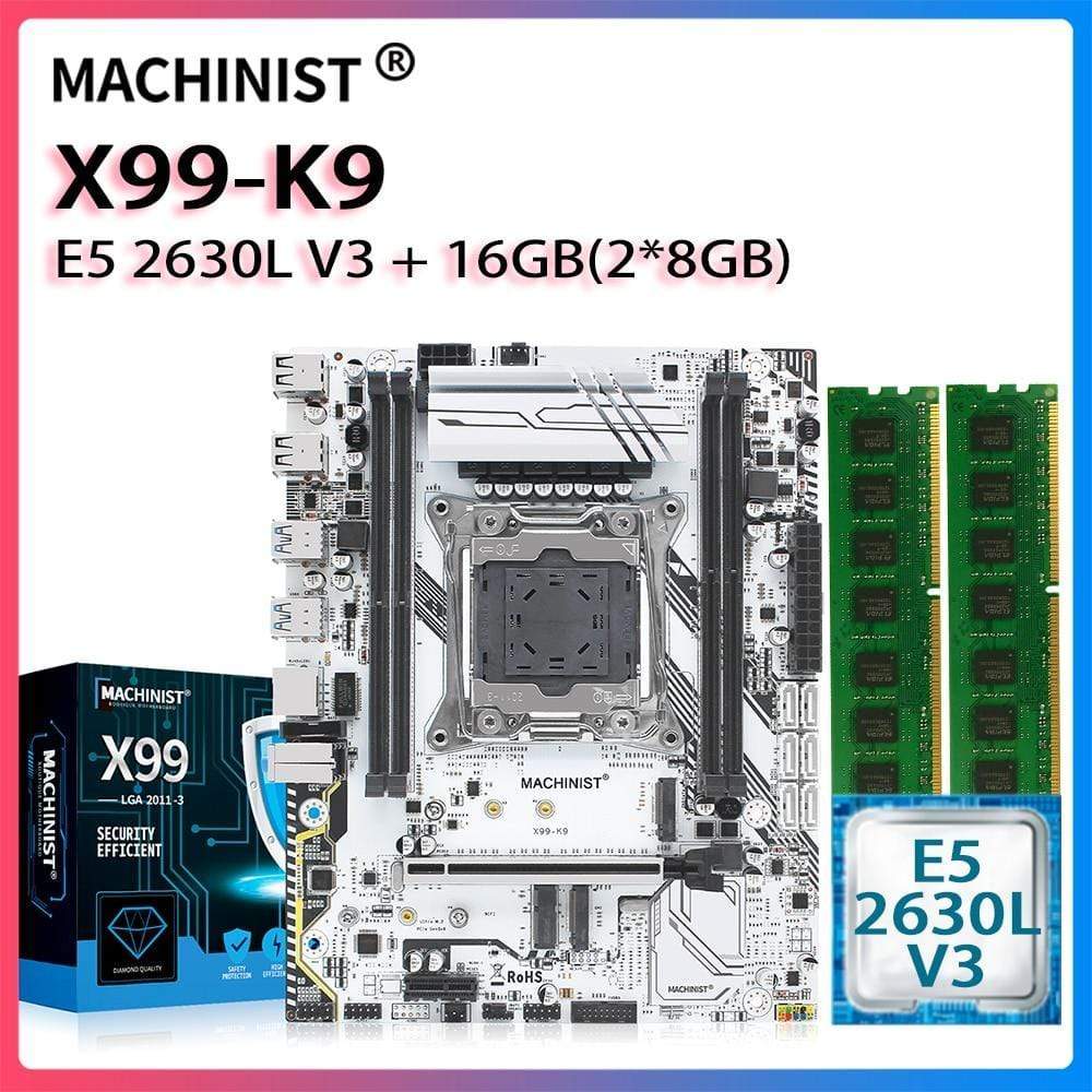 Planet Gates X99 desktop motherboard LGA 2011-3 set kit with xeon E5 2630L V3 processor and 16G(2*8G) DDR4 RAM memory mainboard X99-K9