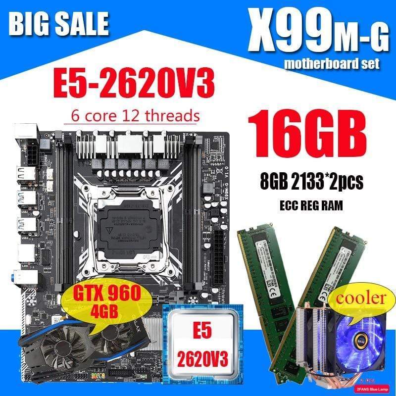 Planet Gates X99 Motherboard with Intel XEON E5 2620 V3 2*8G DDR4 RECC memory  GTX960 4GB and COOLER combo kit set Comparable