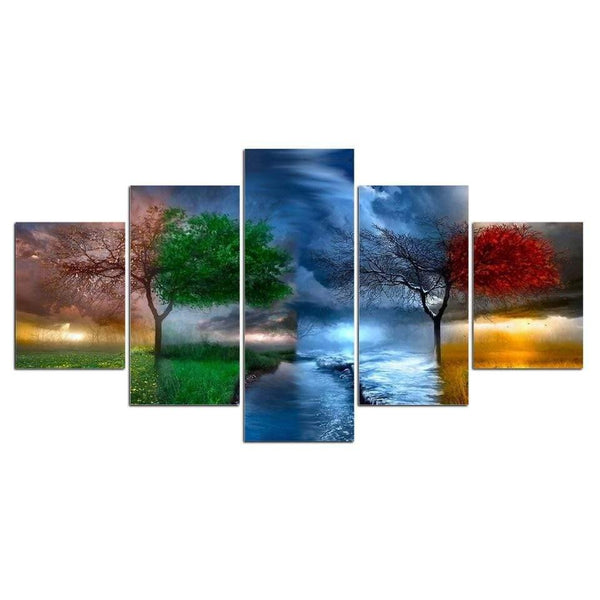 Planet Gates XA2416C / Small unframed Panel Painting Print Painting Canvas Art Red Tree Scenery Modular Pictures Large Wall Pictures For Living Room