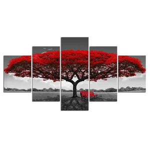 Planet Gates XA2418C / Small unframed Panel Painting Print Painting Canvas Art Red Tree Scenery Modular Pictures Large Wall Pictures For Living Room
