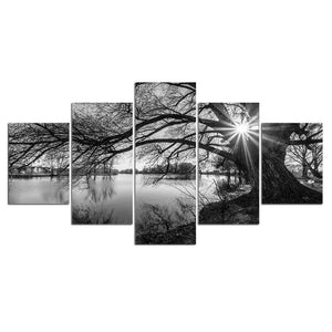 Planet Gates XA2733C / Small unframed Panel Painting Print Painting Canvas Art Red Tree Scenery Modular Pictures Large Wall Pictures For Living Room