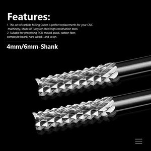 Planet Gates XCAN Milling Cutter 3.175/4/6mm Shank Corn End Mill CNC Router Bit PCB Machine Milling Tool