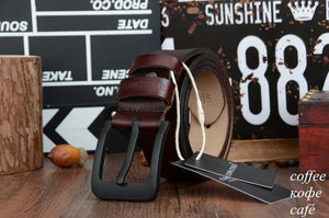 Planet Gates XF010 coffee / 100cm Fashion male belt cow genuine leather belts hot sale strap pin buckle black brown coffee waistband free shipping