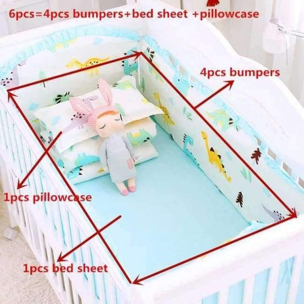 Planet Gates xiaokonglong 6pcs/set Blue Universe Design Crib Bedding Set Cotton Toddler Baby Bed Linens Include Baby Cot Bumpers Bed Sheet Pillowcase