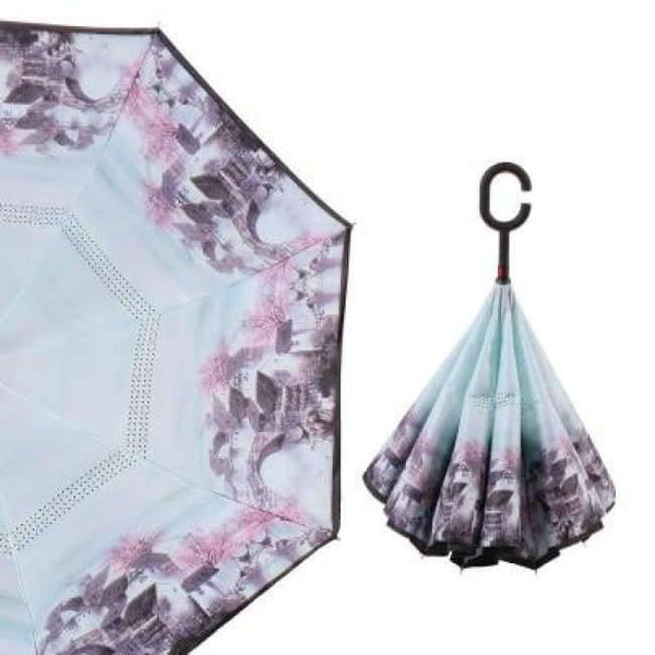 Planet Gates xiaoqiao Reverse Umbrella Double Layer Inverted Windproof Rain Car Umbrellas For Women S1004