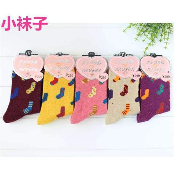 Planet Gates xiaowazi / EU36-39 Winter 5 Pairs Wool Female Women Socks Warm Thickened Cotton Christmas Socks Harajuku