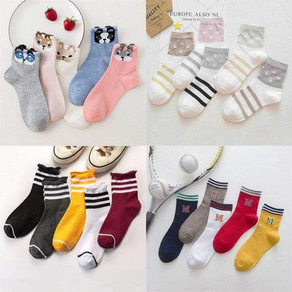 Planet Gates XINGXING / EU34-39 New 5 PAIRS Cotton Women Socks Autumn Winter Women Wear Fashion Socks