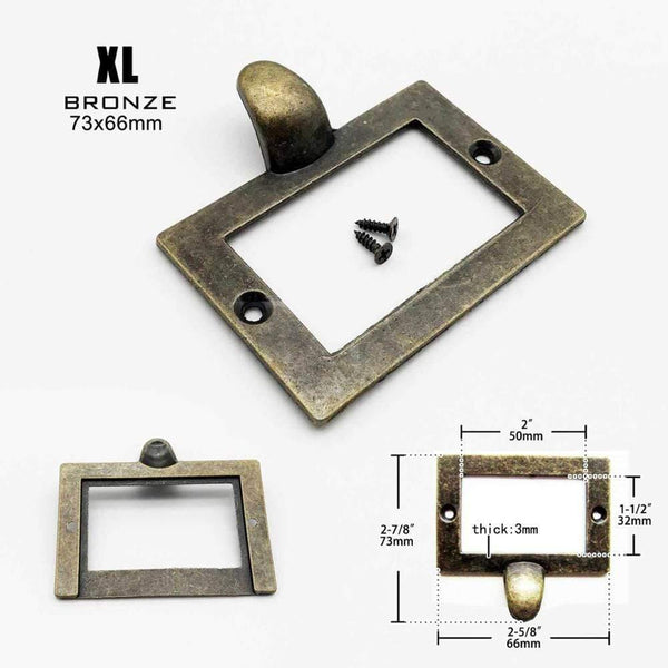Small Large Heavy Duty Antique Brass Black Metal Furniture Cabinet Drawer Box Case Label Pull Handle File Name Card Frame Holder