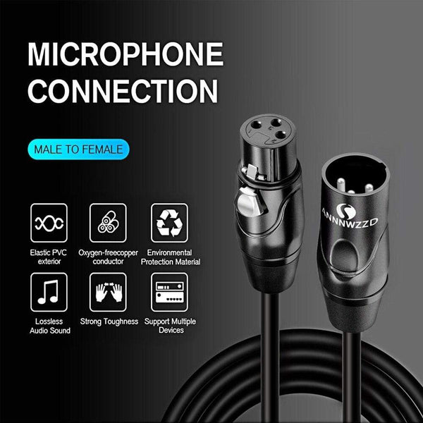Planet Gates XLR Cable Karaoke Microphone Sound Cannon Plug XLR Guitar Cable Extension Mikrofon Cable 15M for Audio Mixer Amplifiers XLR Cord