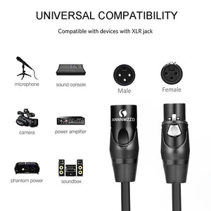Planet Gates XLR Cable Karaoke Microphone Sound Cannon Plug XLR Guitar Cable Extension Mikrofon Cable 15M for Audio Mixer Amplifiers XLR Cord
