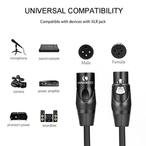 Planet Gates XLR Cable Karaoke Microphone Sound Cannon Plug XLR Guitar Cable Extension Mikrofon Cable 15M for Audio Mixer Amplifiers XLR Cord