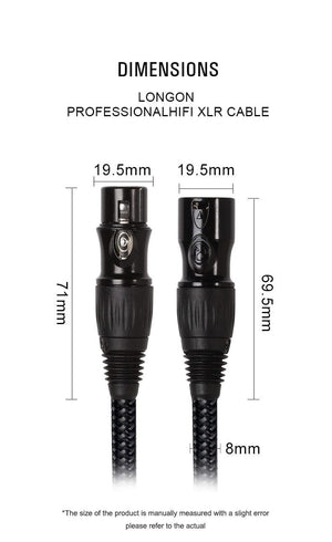 Planet Gates XLR to XLR Microphone Cable Male to Female 2M 5M 10M Balanced XLR 3Pin Nylon Braided for Audio Mixer Amplifiers  2 Pack