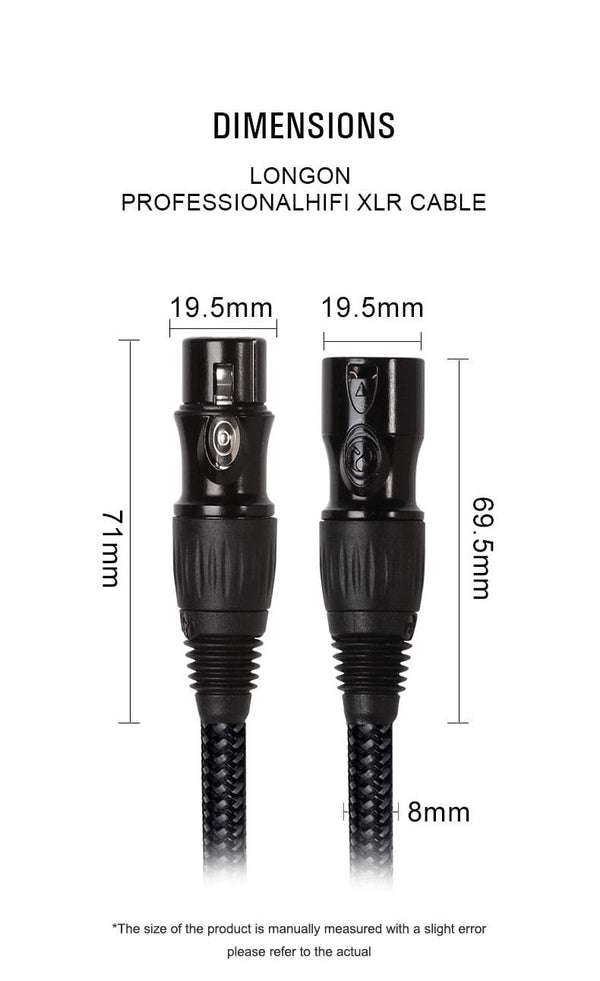 Planet Gates XLR to XLR Microphone Cable Male to Female 2M 5M 10M Balanced XLR 3Pin Nylon Braided for Audio Mixer Amplifiers  2 Pack