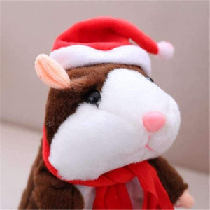 Planet Gates Xmas Light brown Talking Hamster Mouse Pet Christmas Toy Speak Talking Sound Record Hamster Educational Plush Toy for Children Christmas Gift