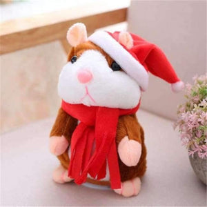 Planet Gates Xmas Light brown Talking Hamster Mouse Pet Christmas Toy Speak Talking Sound Record Hamster Educational Plush Toy for Children Christmas Gift
