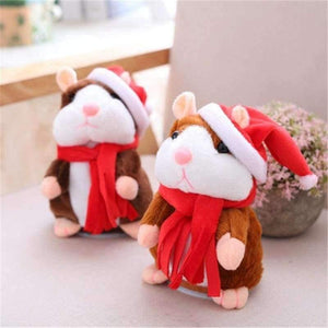 Planet Gates Xmas Light brown Talking Hamster Mouse Pet Christmas Toy Speak Talking Sound Record Hamster Educational Plush Toy for Children Christmas Gift