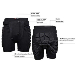 Planet Gates XS Black Short Protective Hip Butt Pad Ski Skate Snowboard Skating Skiing Protection Drop Resistance Roller Padded Shorts