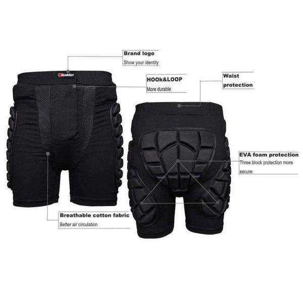 Planet Gates XS Black Short Protective Hip Butt Pad Ski Skate Snowboard Skating Skiing Protection Drop Resistance Roller Padded Shorts