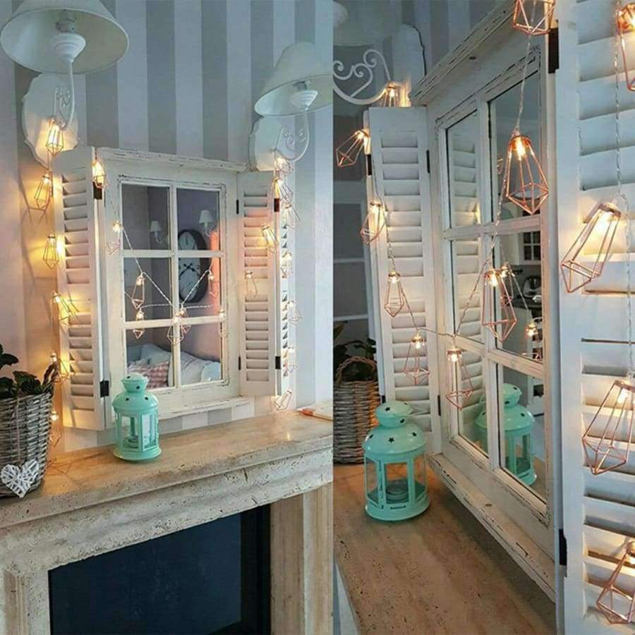 Planet Gates Xsky Holiday Lights 10/20LED Iron Metal Diamond Fairy Led String Light For Home Garland Christmas Decoration Lantern String Lamp