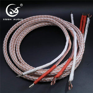Planet Gates XSSH audio Hi-end DIY HIFI Silver Plated Y shape spade to banana plugs 12TC 24 core speaker cable Cord Wire