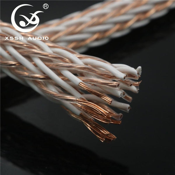 Planet Gates XSSH audio Hi-end DIY HIFI Silver Plated Y shape spade to banana plugs 12TC 24 core speaker cable Cord Wire