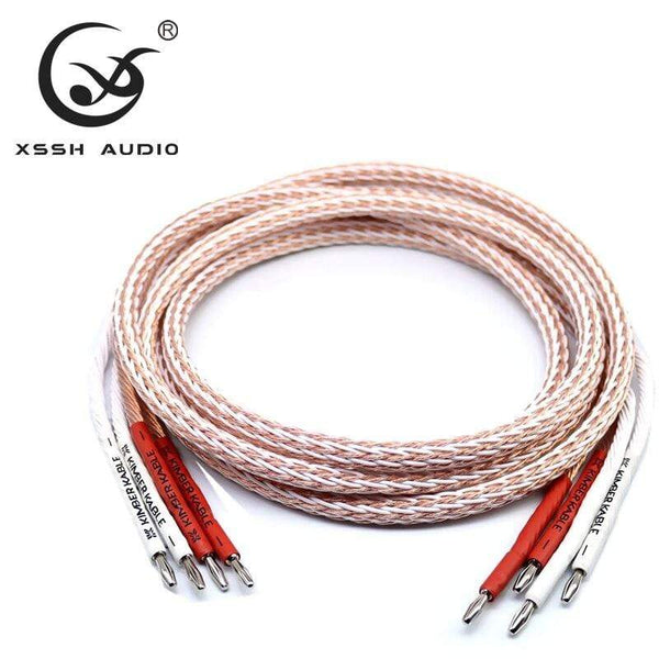 Planet Gates XSSH audio Hi-end DIY HIFI Silver Plated Y shape spade to banana plugs 12TC 24 core speaker cable Cord Wire