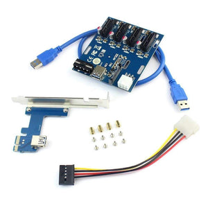Planet Gates XT-XINTE PCIe Riser Card PCI Express 1 to 4 PCIE 1X Slot Mini ITX to External 4 PCI-e Slot Adapter Board PCIe Multiplier Card