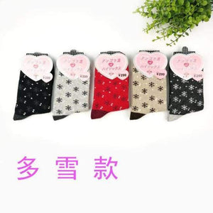 Planet Gates Xuehuakuan / EU36-39 Winter 5 Pairs Wool Female Women Socks Warm Thickened Cotton Christmas Socks Harajuku