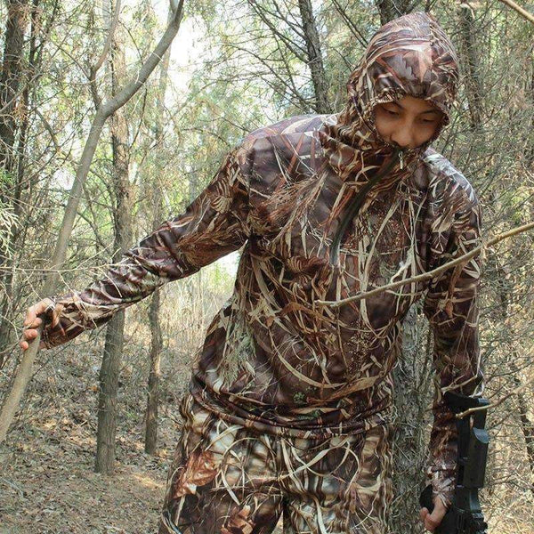 Planet Gates XXL Camouflage Fishing Hoodie Men Outdoor Sweatshirt Men's Hiking Shirt Grass Bionic Camouflage Hunting Shirt Hunting Tops