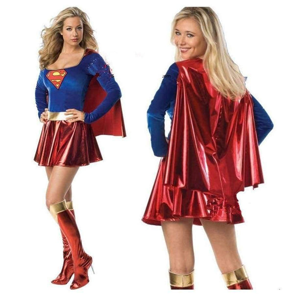 Planet Gates XXXL / Without Shoes Supergirl Cosplay Costumes Clothes Super Woman Superhero Sexy Fancy Dress with Boots Girls Superman Halloween Costumes
