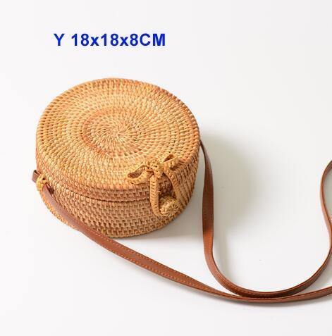 Planet Gates Y 18X8 xiao hu die Round Straw Bags Women Summer Rattan Bag Handmade Woven Beach Cross Body Bag Circle Bohemia Handbag Bali Lowest price L31