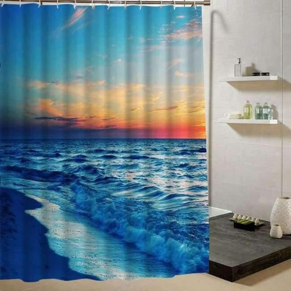 Planet Gates Y102 / 90X180CM Summer  Fresh Beach Shower Curtain Blue  Sky Pattern 3d Print Curtain for Bathroom Decor Product Bathroom Curtain Liner Drape