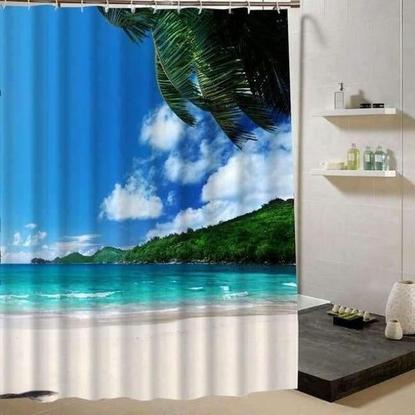 Planet Gates Y103 / 90X180CM Summer  Fresh Beach Shower Curtain Blue  Sky Pattern 3d Print Curtain for Bathroom Decor Product Bathroom Curtain Liner Drape