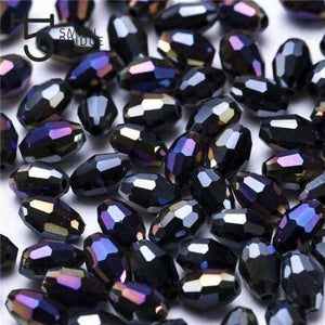 Planet Gates Y103ab / 4x6 mm 70pcs 4*6mm Czech Faceted Black Glass Rice Beads for Making Jewelry Necklace Women Diy Perles Oval Shape Crystal Beads Wholesale Y102