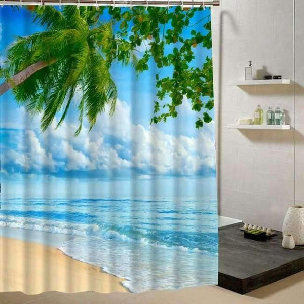 Planet Gates Y108 / 90X180CM Summer  Fresh Beach Shower Curtain Blue  Sky Pattern 3d Print Curtain for Bathroom Decor Product Bathroom Curtain Liner Drape
