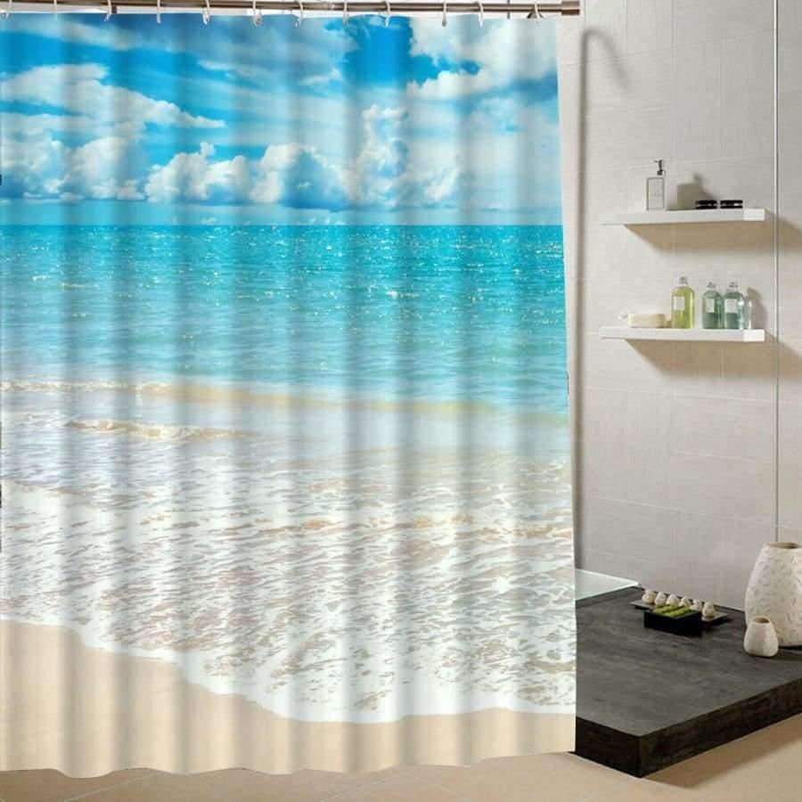 Planet Gates Y15 / 90X180CM Summer  Fresh Beach Shower Curtain Blue  Sky Pattern 3d Print Curtain for Bathroom Decor Product Bathroom Curtain Liner Drape