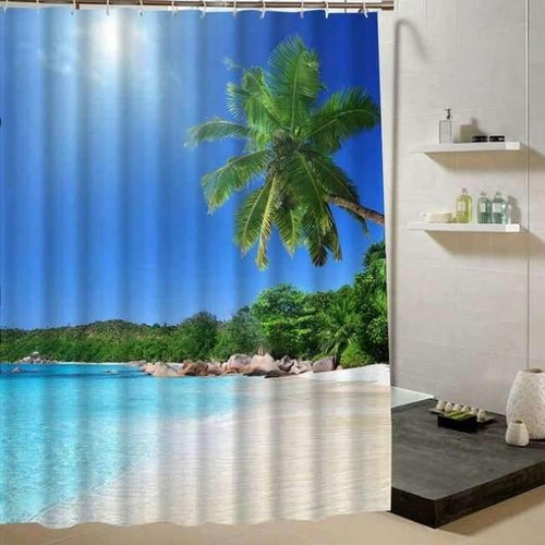 Planet Gates Y15 / 90X180CM Summer  Fresh Beach Shower Curtain Blue  Sky Pattern 3d Print Curtain for Bathroom Decor Product Bathroom Curtain Liner Drape