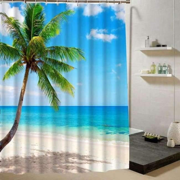Planet Gates Y30 / 90X180CM Summer  Fresh Beach Shower Curtain Blue  Sky Pattern 3d Print Curtain for Bathroom Decor Product Bathroom Curtain Liner Drape