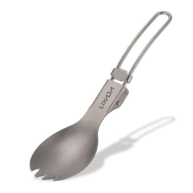 Planet Gates Titanium Folding Spork Spoon Titanium Camping Cookware Fold Flatware Lightweight Handle For Picnic Outdoor Camping Travel
