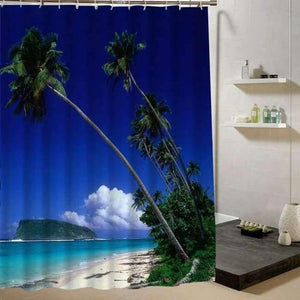 Planet Gates Y69 / 90X180CM Summer  Fresh Beach Shower Curtain Blue  Sky Pattern 3d Print Curtain for Bathroom Decor Product Bathroom Curtain Liner Drape